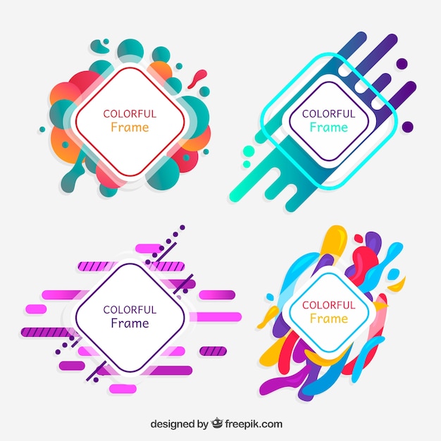 Colección de marcos coloridos con diseño plano