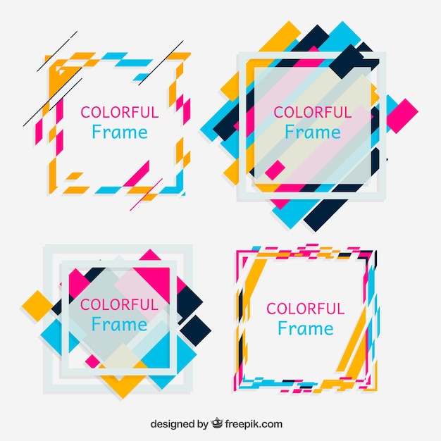 Colección de marcos coloridos con diseño plano