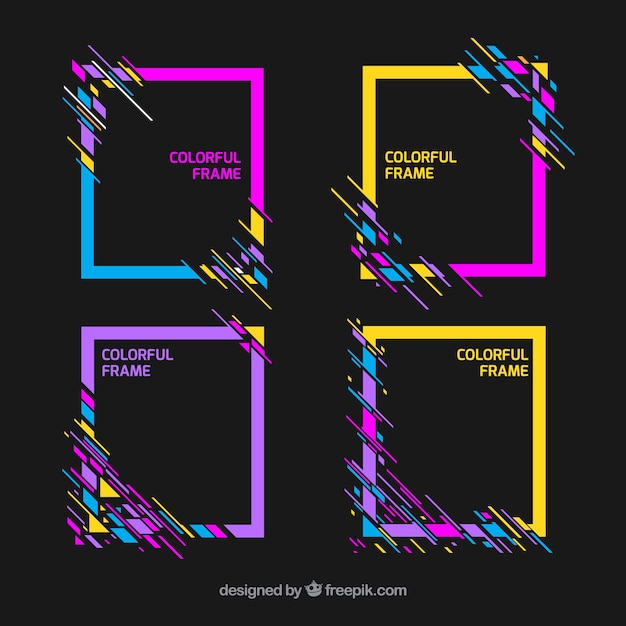 Colección de marcos coloridos con diseño plano