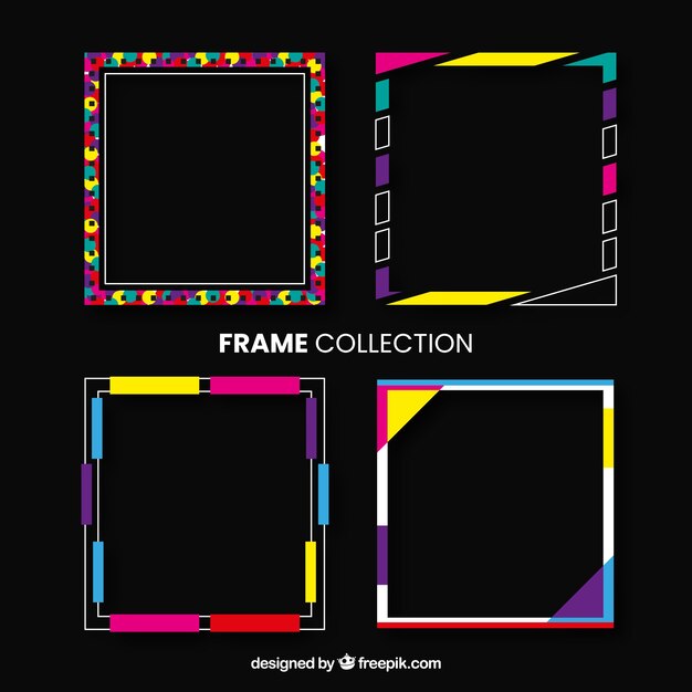 Colección de marcos coloridos con diseño plano