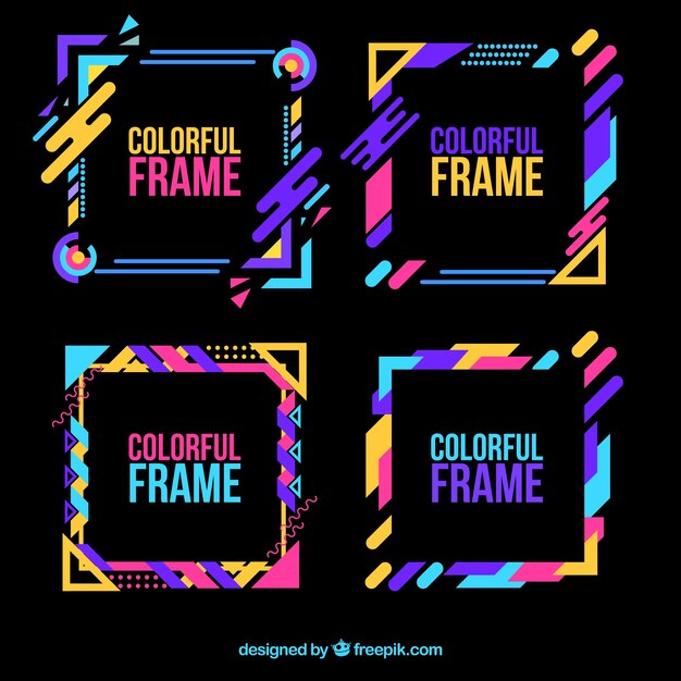 Colección de marcos coloridos con diseño plano