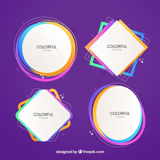 Colección de marcos coloridos con estilo geométrico