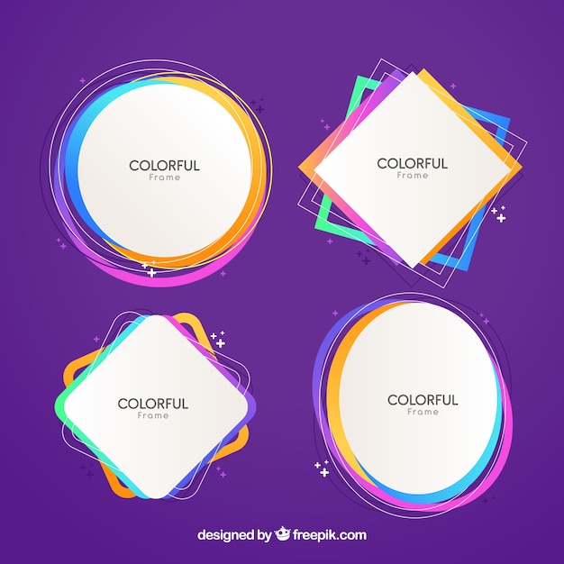 Colección de marcos coloridos con estilo geométrico