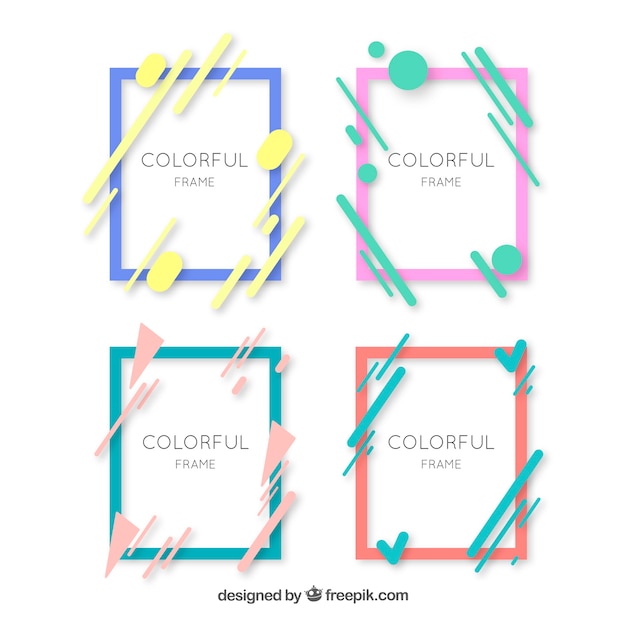 Colección de marcos coloridos con figuras geométricas