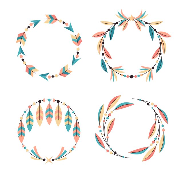 Colección de marcos de diseño plano boho