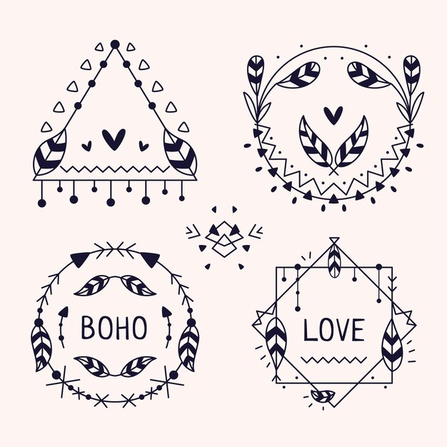 Colección de marcos de diseño plano boho