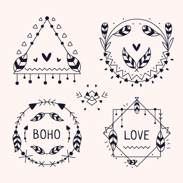 Colección de marcos de diseño plano boho