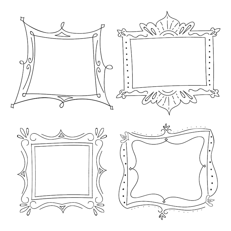 Vector gratuito colección de marcos de doodle dibujados a mano
