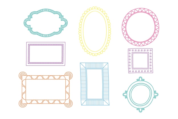 Colección de marcos de doodle dibujados a mano