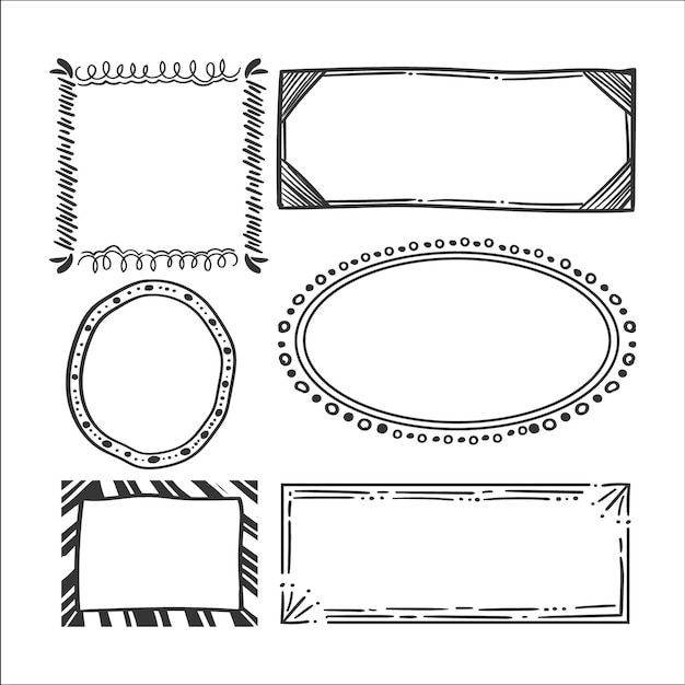 Colección de marcos de doodle dibujados a mano