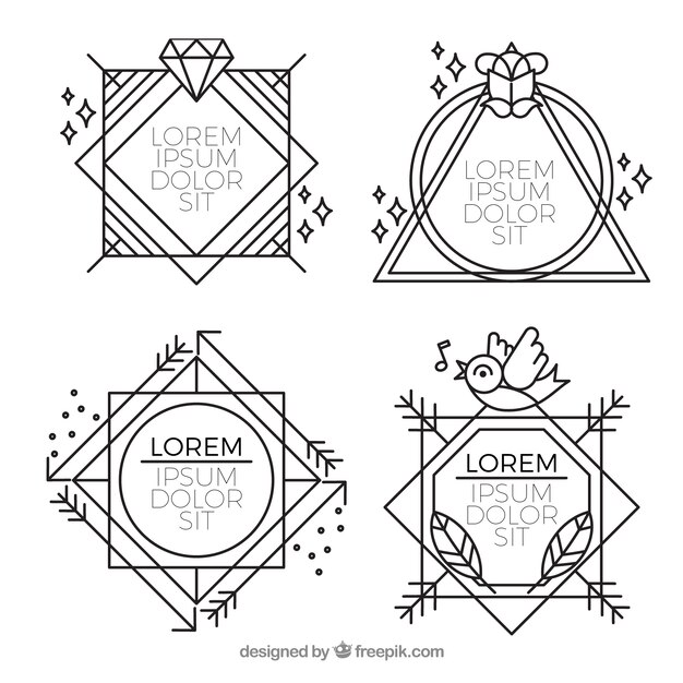 Colección de marcos con estilo lineal