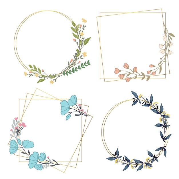Vector gratuito colección de marcos florales dibujados a mano