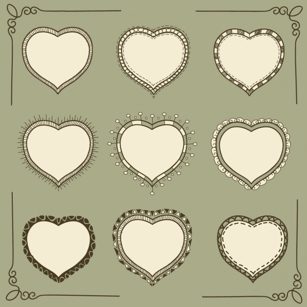 Vector gratuito colección de marcos con forma de corazon