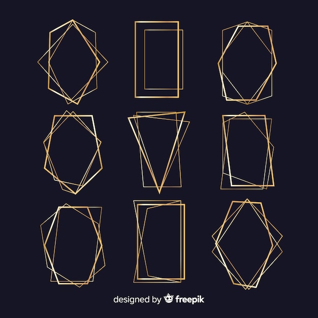 Colección marcos geométricos dorados