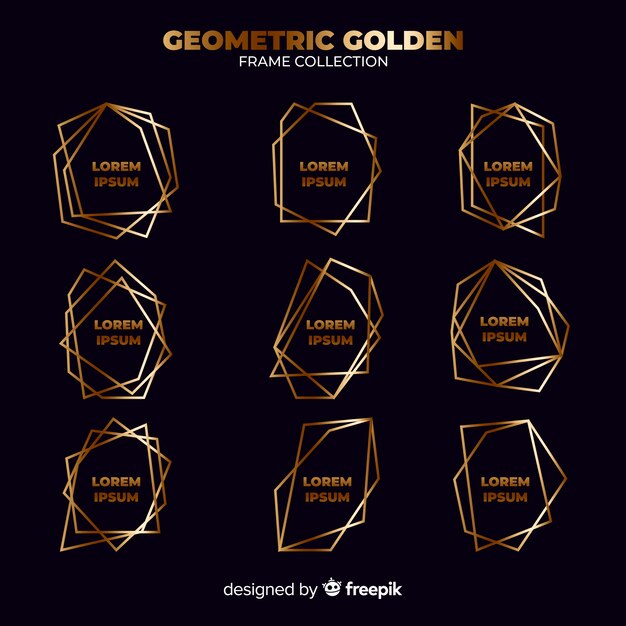 Colección marcos geométricos dorados