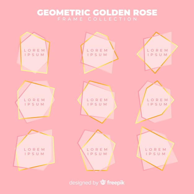 Vector gratuito colección marcos geométricos oro rosa