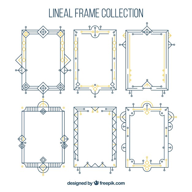Colección de marcos lineales con ornamentos