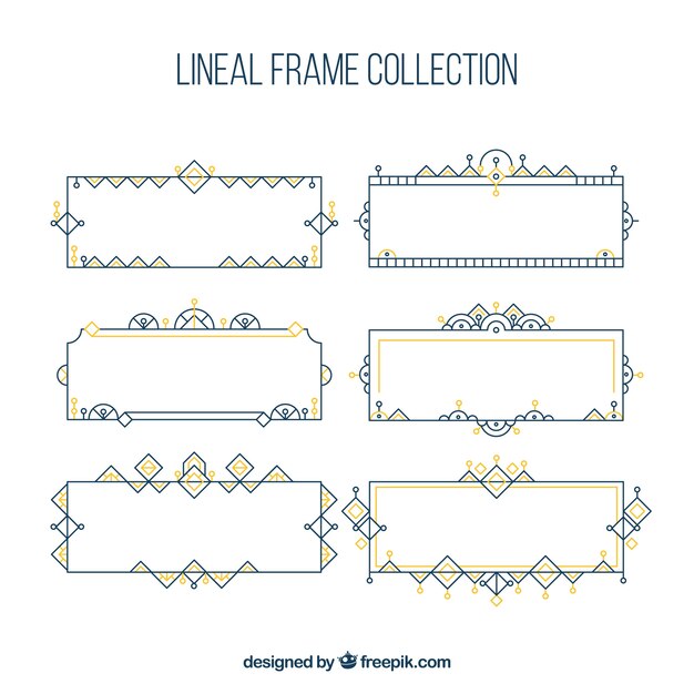 Colección de marcos lineales con ornamentos