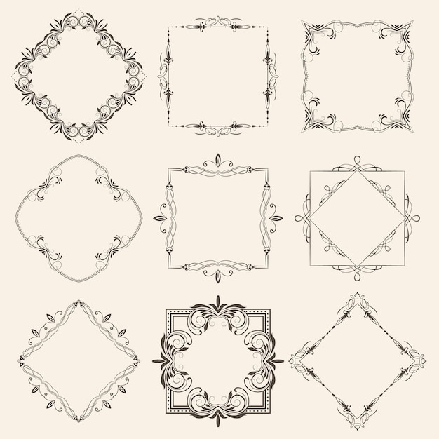 Vector gratuito colección de marcos ornamentales caligráficos