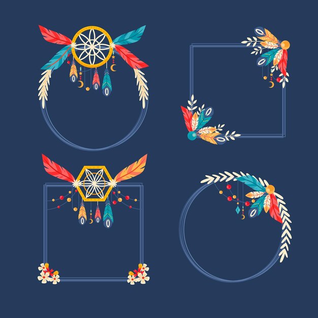 Colección de marcos planos boho