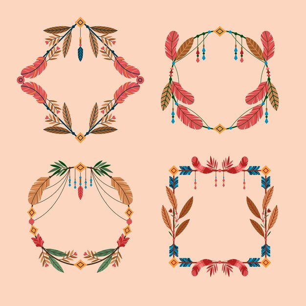 Colección de marcos planos boho