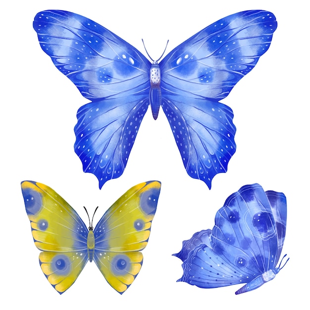 Vector gratuito colección de mariposas de acuarela