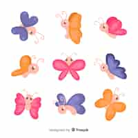 Vector gratuito colección mariposas adorables dibujadas a mano