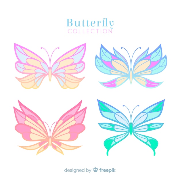 Vector gratuito colección mariposas colores pastel