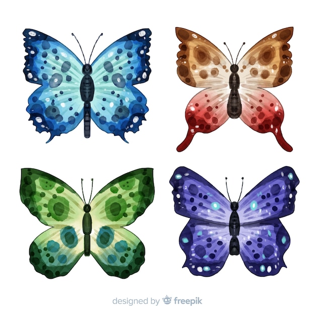 Vector gratuito colección de mariposas coloridas