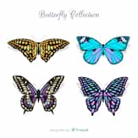 Vector gratuito colección de mariposas en diseño plano