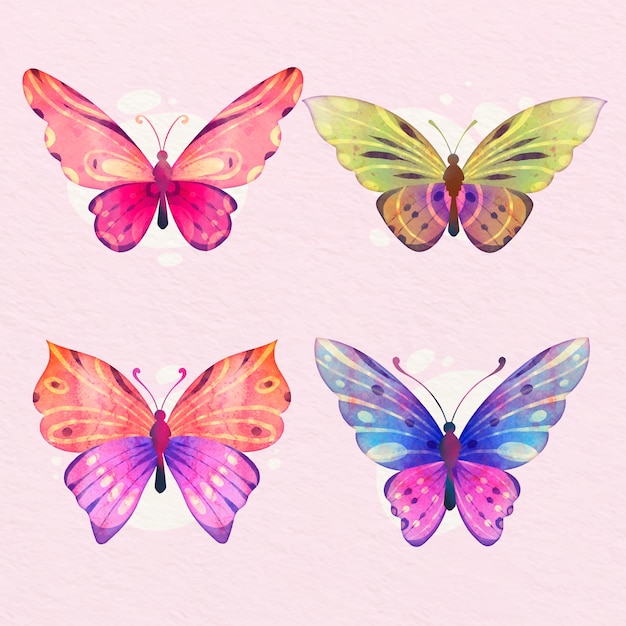 Vector gratuito colección de mariposas pintadas a mano