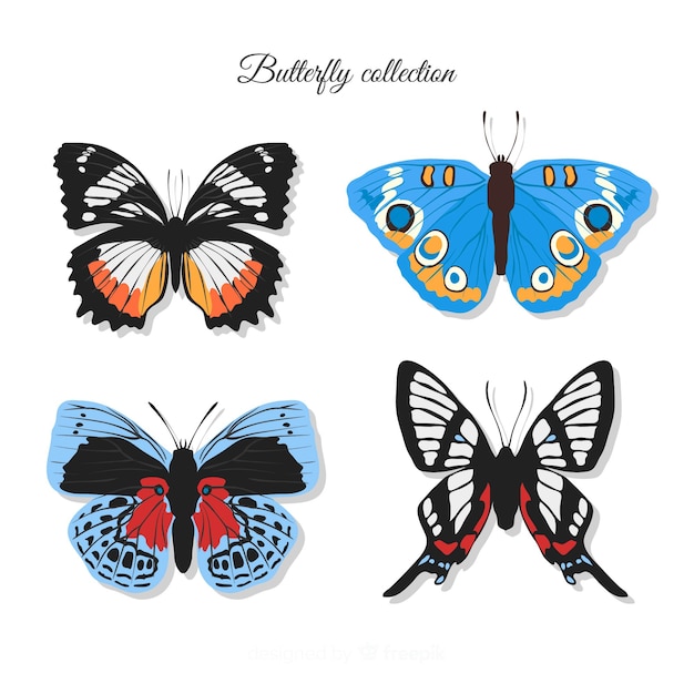 Vector gratuito colección mariposas realistas coloridas