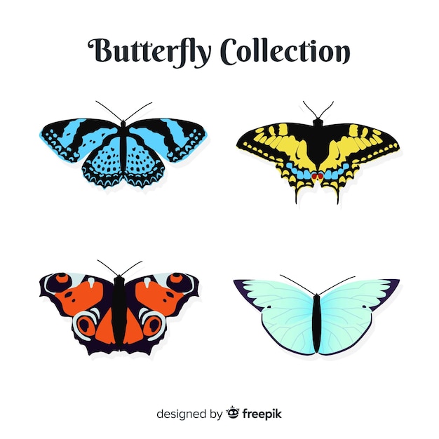 Vector gratuito colección mariposas realistas