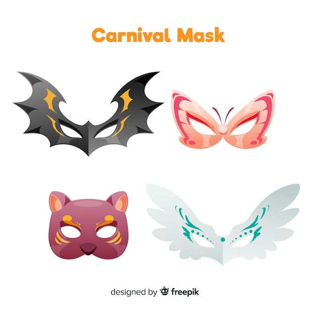 Vector gratuito colección máscaras animales carnaval