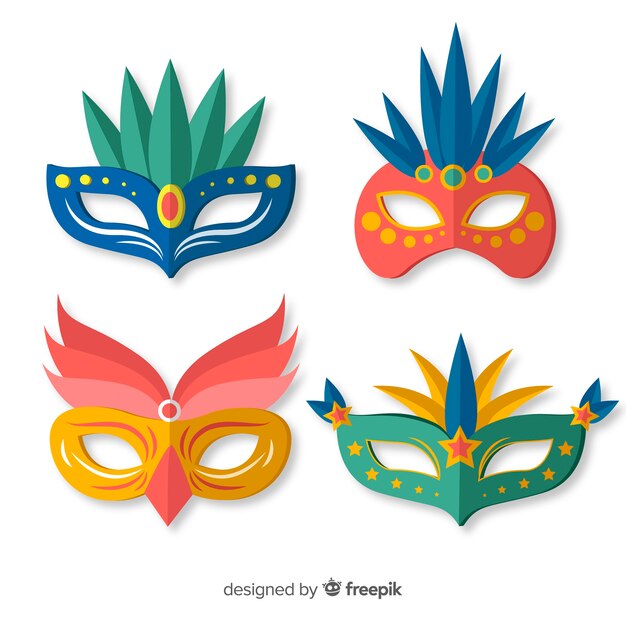 Colección máscaras carnaval dibujadas a mano