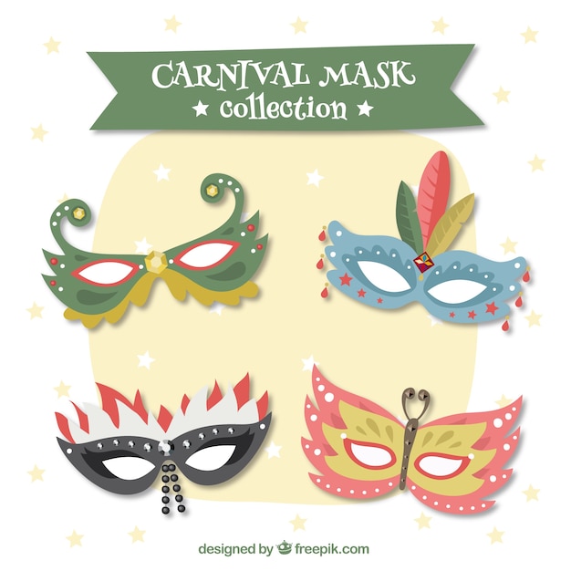 Colección de máscaras de carnaval femeninas