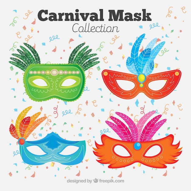 Vector gratuito colección de máscaras de carnaval planas