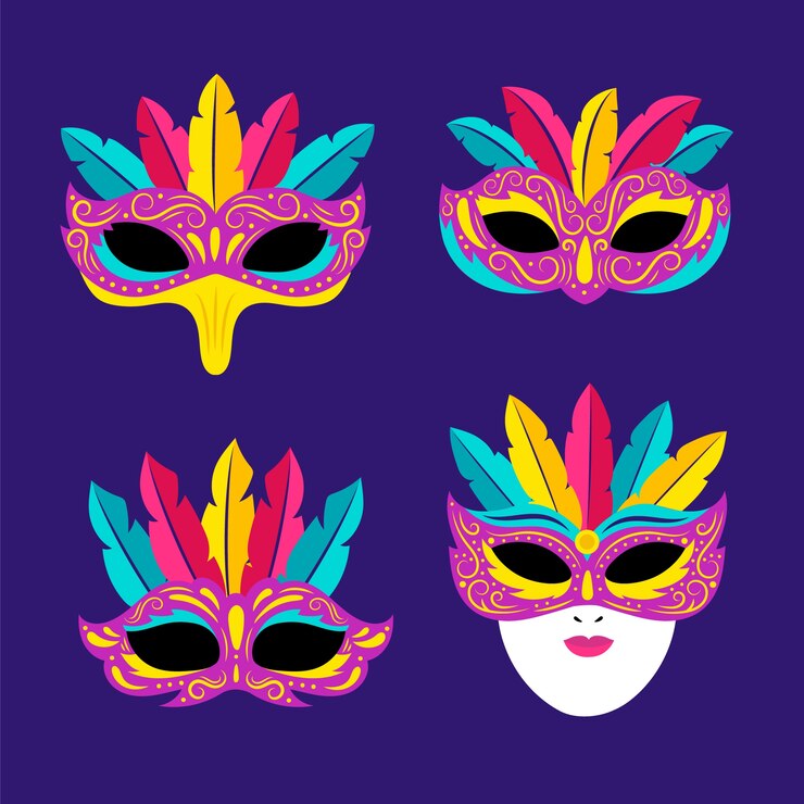 Vector gratuito colección de máscaras de carnaval de venecia planas
