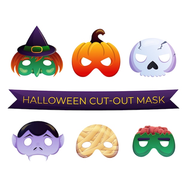 Vector gratuito colección de máscaras de degradado para la celebración de halloween