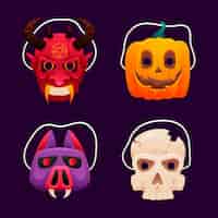 Vector gratuito colección de máscaras de halloween degradadas