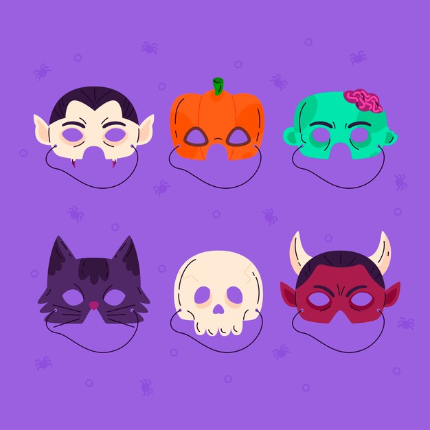 Colección de máscaras de halloween planas