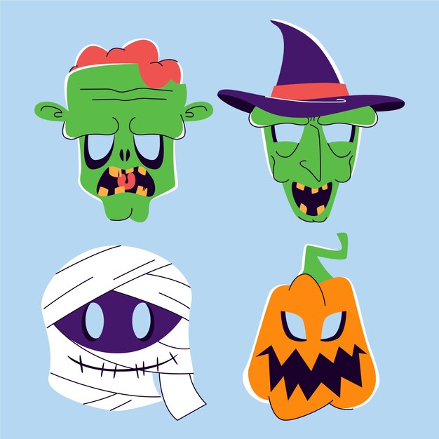 Colección de máscaras de halloween planas