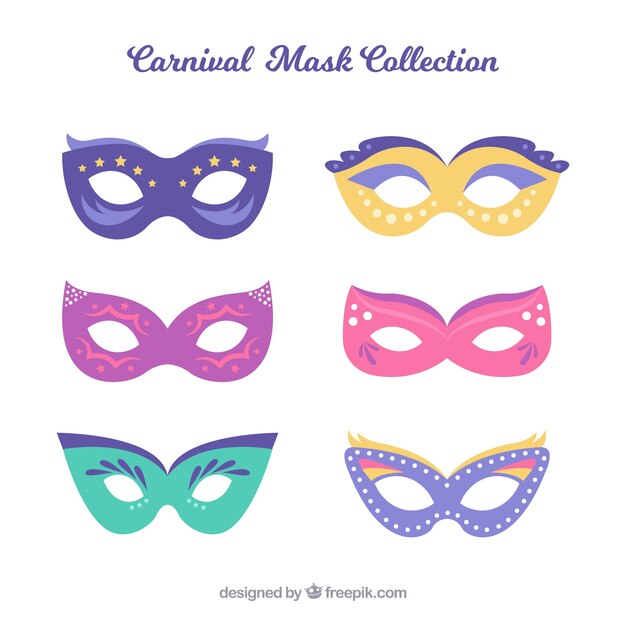 Colección de máscaras planas de carnaval