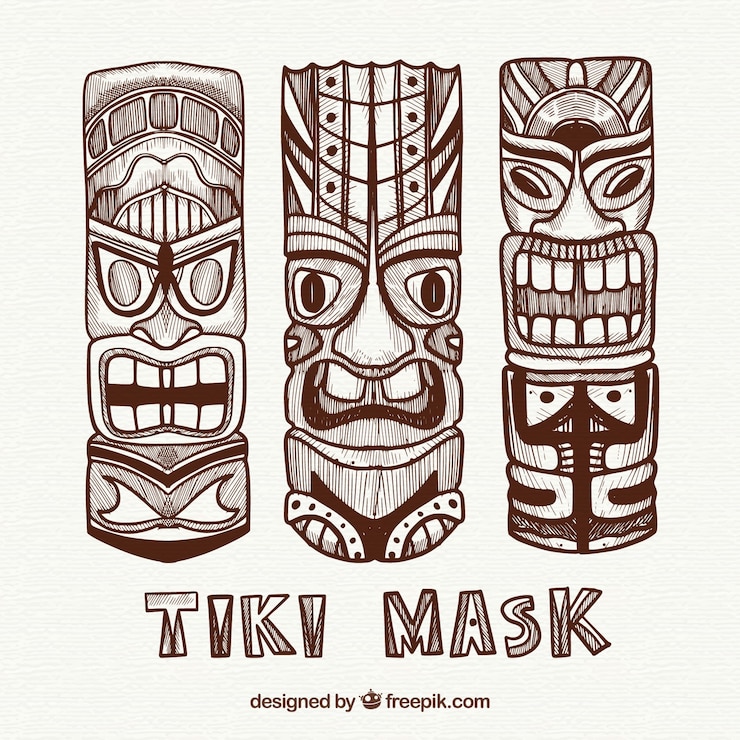 Vector gratuito colección de máscaras tiki tradicionales