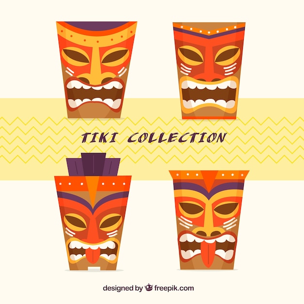 Vector gratuito colección de máscaras tiki