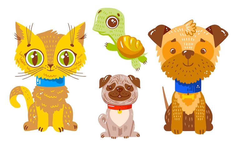 Vector gratuito colección de mascotas diferentes