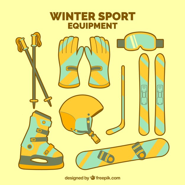 Colección de material de deportes de invierno