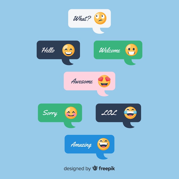 Vector gratuito colección de mensajes con emojis