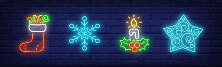 Vector gratuito colección merry xmas en estilo neón