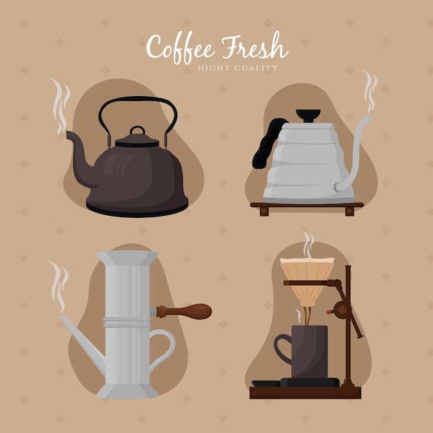 Vector gratuito colección de métodos de elaboración de café vintage